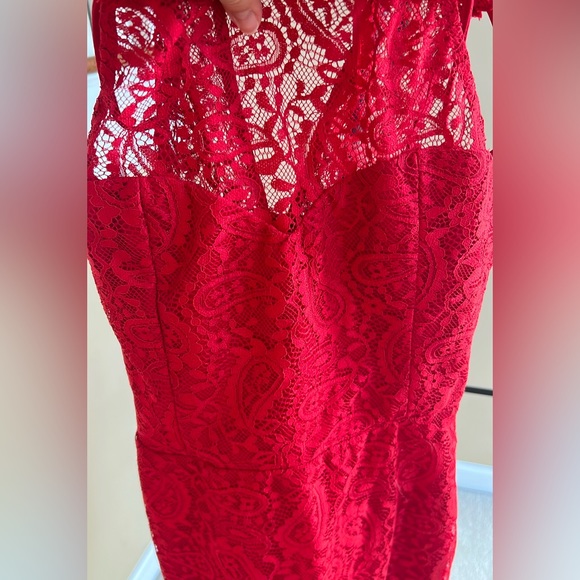Red Lace Cocktail Dress - Picture 5 of 5